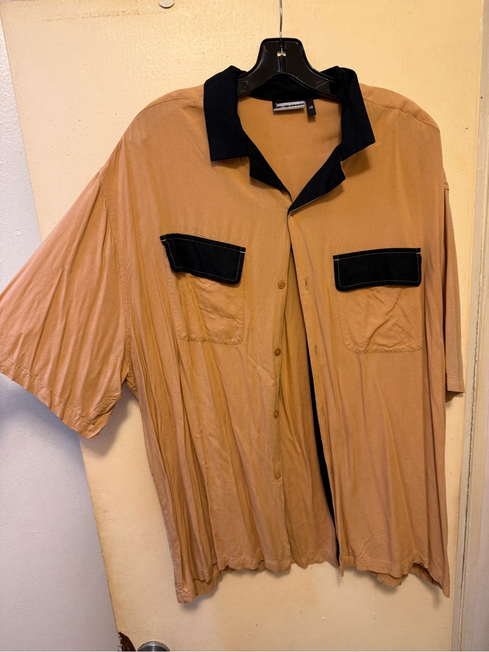 ASOS DESIGN oversized boxy revere with contrast collar and pocket flaps in tan
